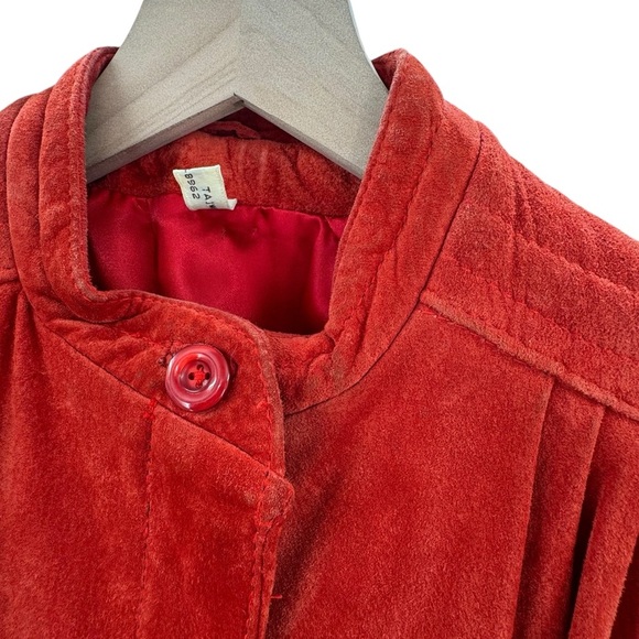 Vintage 70s/80s Suede Bomber Jacket Rust Orange Leather Coat Taiwan | Size M/L - Picture 6 of 15